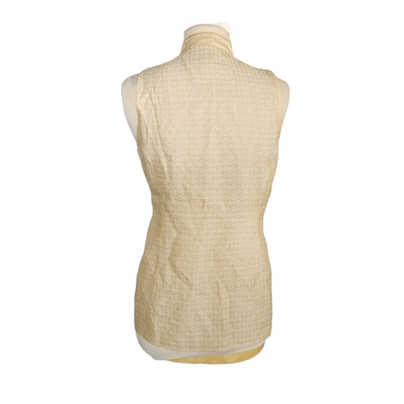 RENA ROWAN SILK BLEND LINED BUTTON DOWN SLEEVELESS VEST TAN GOLD SIZE 8 GUC - Picture 3 of 11